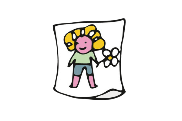 Dessin enfantin d’une fillette tenant une fleur